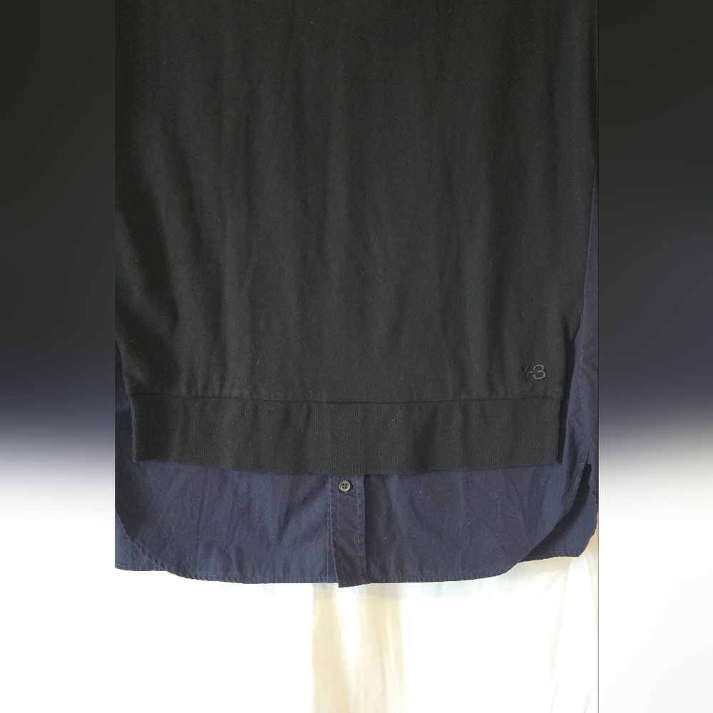 Rare Y-3 Yohji Yamamoto Adidas Black/Navy Blue Mixed Media Hoodie Shirt Size XS - Picture 4 of 6